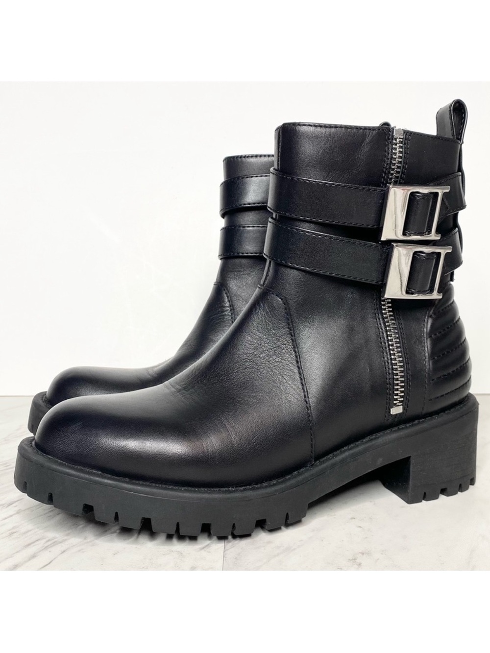 Blondo Mable Black Leather Waterproof Moto Bootie 5.5